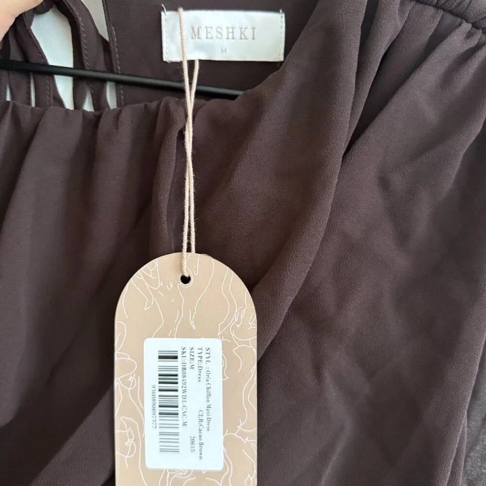 NWT Meshki Orai Chiffon Maxi Dress - Cacao Brown - Picture 9 of 10